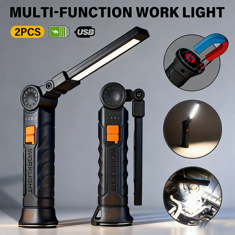Outdoor Lighting Nearby - Portable COB LED Flashlight USB Rechargeable