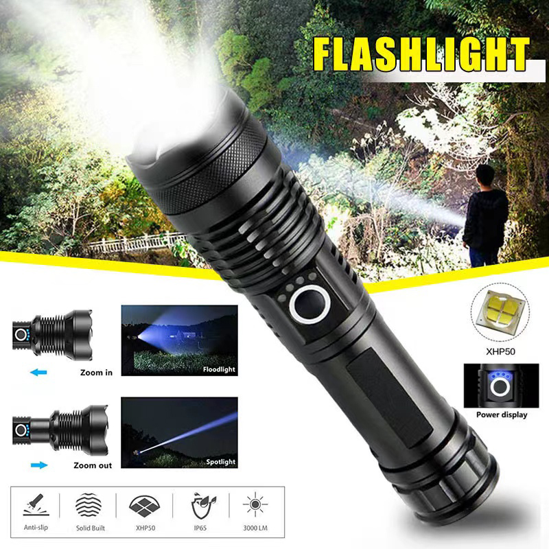 Outdoor Lighting Nearby - High Power XHP70 Led Flashlight USB-C